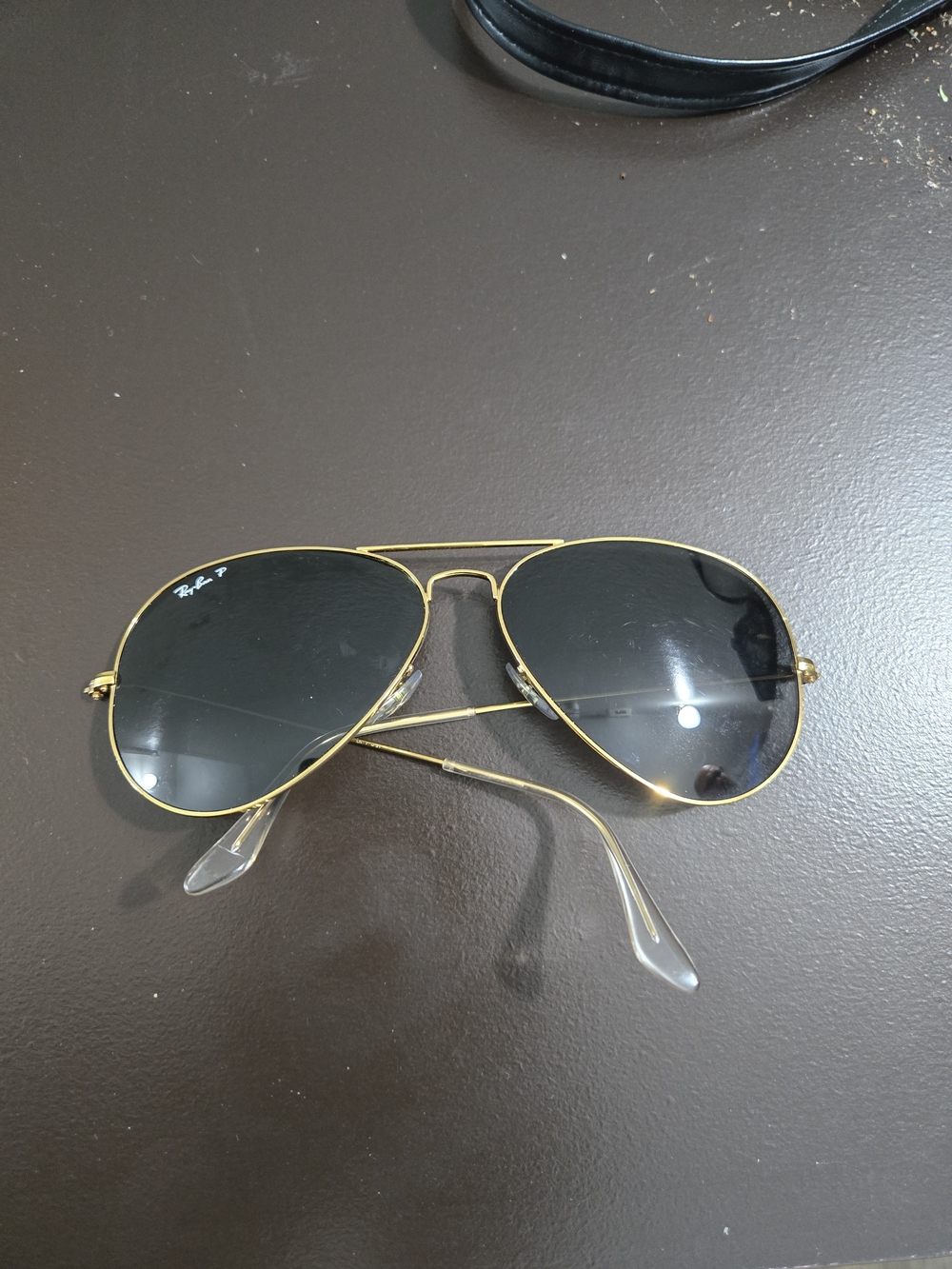 Ray-Ban Gold Frame Sunglasses with Black Lenses